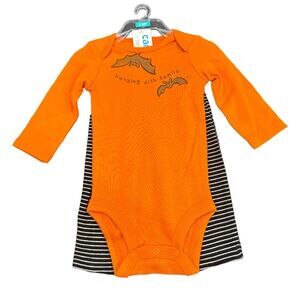 Carter's Just One You Baby Bat Striped Halloween Top and Bottom Set Size 3M